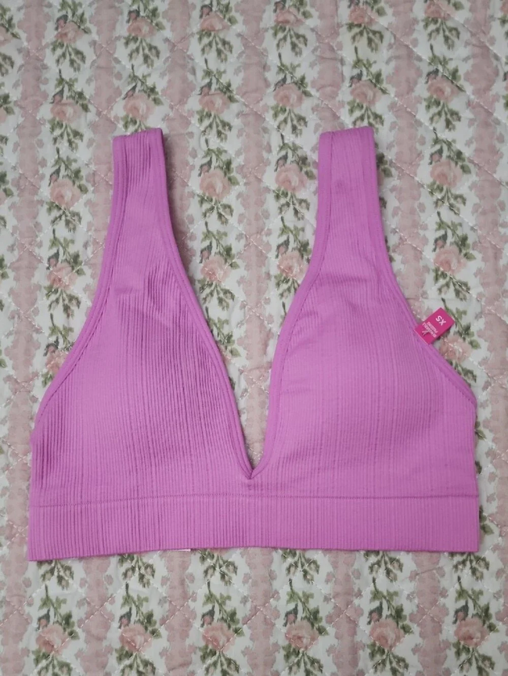 NWT PINK Victoria's Secret Ribbed Bralette in Lavender Pink XS XP